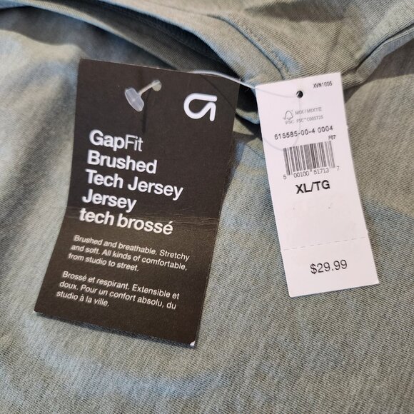 GapFit Light Green Brushed Tech Jersey Top - Picture 4 of 4